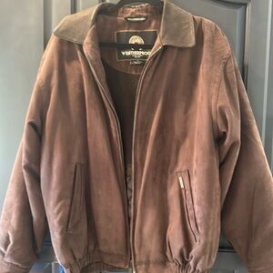 Weatherproof mens brown microsuede bomber Jacket size M
